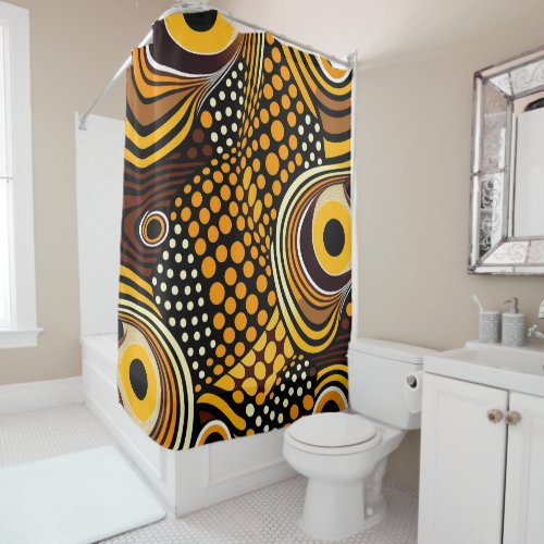 Tribal Ethnic African Pattern Brown Golds Abstract Shower Curtain