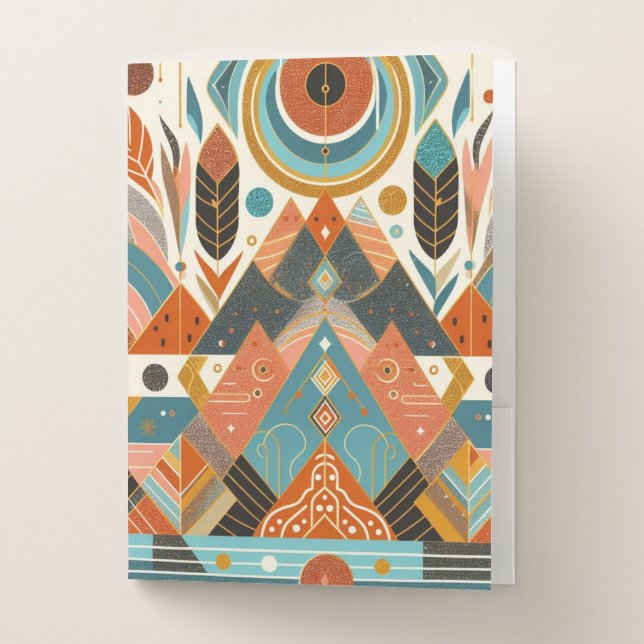 Tribal Ethnic African Pattern Earth Multicolors  Pocket Folder (Front)