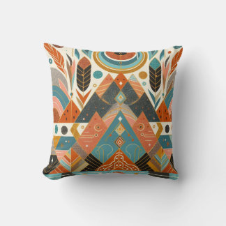 Tribal Ethnic African Pattern Earth Multicolors Throw Pillow