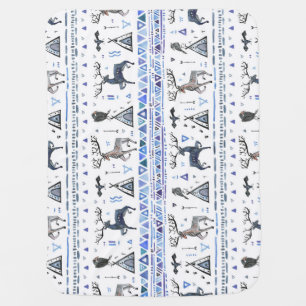 Tribal ethnic, animals dream catcher, seamless. baby blanket