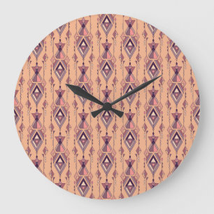Tribal Ethnic: Aztec Mexican Seamless Vintage Large Clock