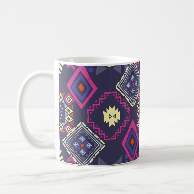 Tribal ethnic background. Stylish primitive geomet Coffee Mug (Left)