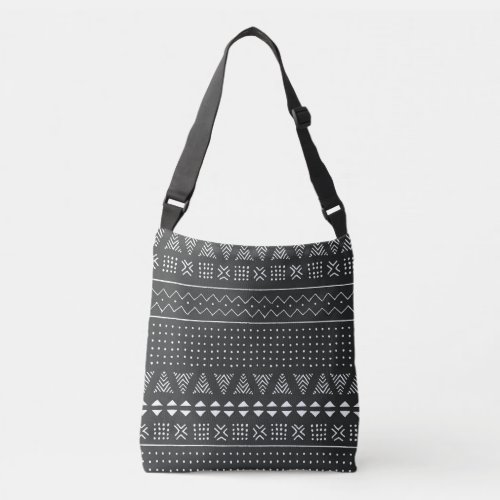 Tribal ethnic black white pattern crossbody bag