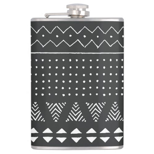 Tribal ethnic black white pattern flask