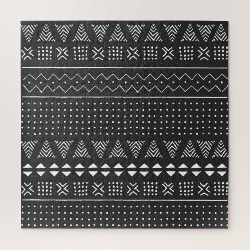 Tribal ethnic black white pattern jigsaw puzzle