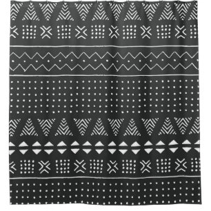 Tribal ethnic: black white pattern. shower curtain