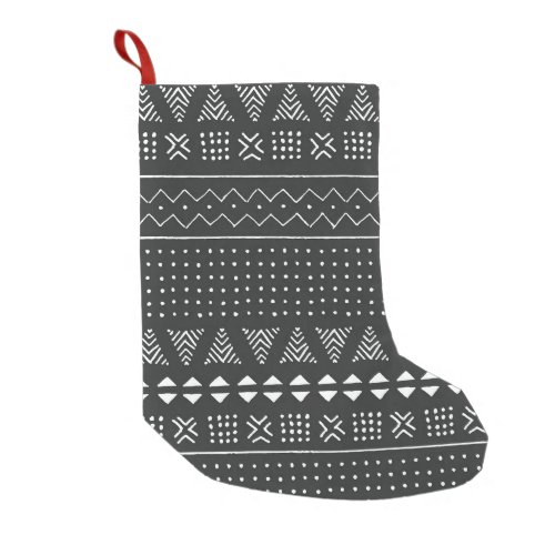Tribal ethnic black white pattern small christmas stocking