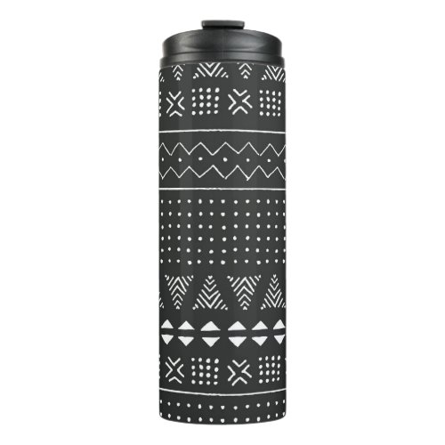 Tribal ethnic black white pattern thermal tumbler