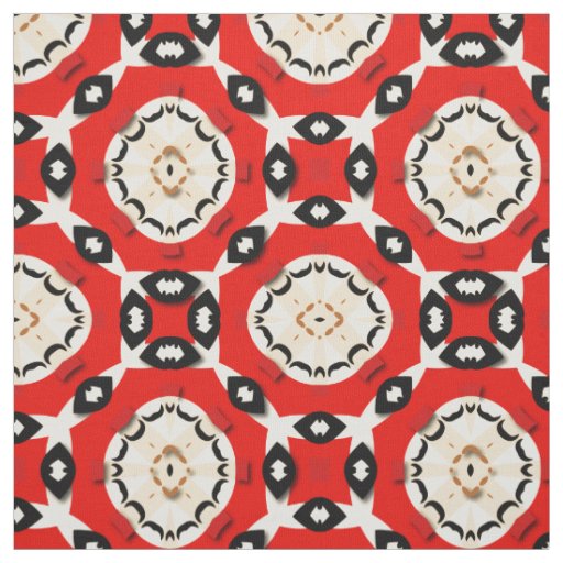Tribal Ethnic Boho Chic Geometric Red Black Beige Fabric