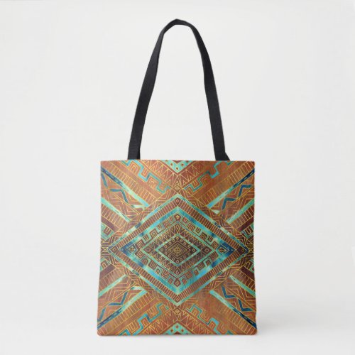 Tribal  Ethnic Boho Pattern burnt orange and gold Tote Bag