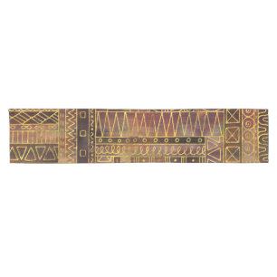 Tribal Ethnic Boho Pattern gold and brown Short Table Runner
