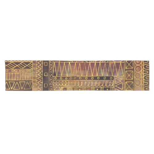 Tribal  Ethnic Boho Pattern gold and brown Short Table Runner