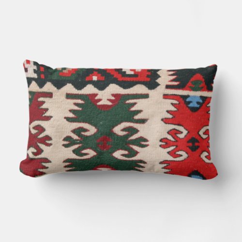 Tribal Ethnic Boho Woolen Kilim Rug Lumbar Pillow