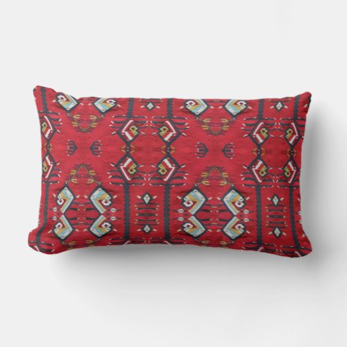 Tribal Ethnic Boho Woolen Kilim Rug Lumbar Pillow