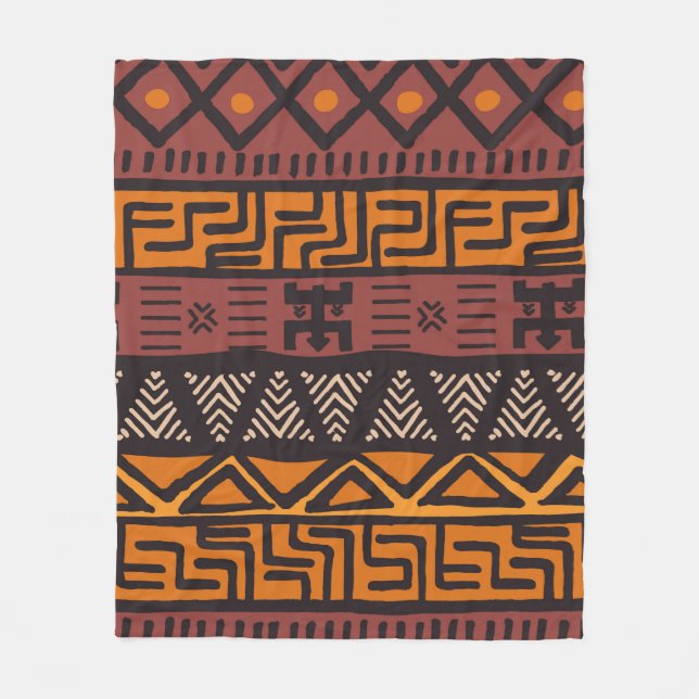 Tribal ethnic colorful bohemian pattern with geome fleece blanket (Front)