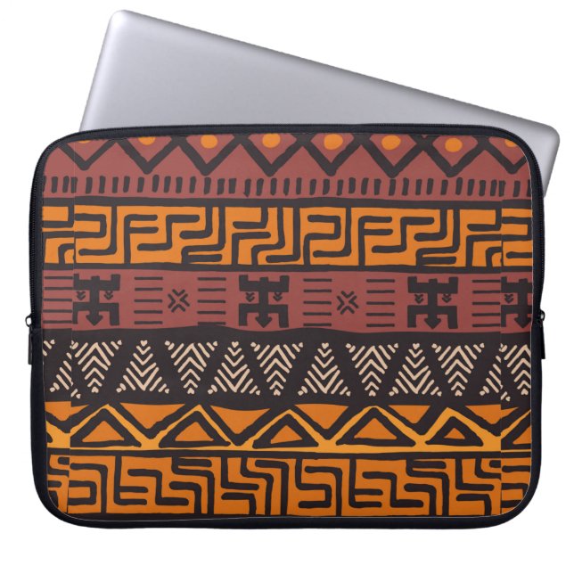 Tribal ethnic colorful bohemian pattern with geome laptop sleeve (Front)