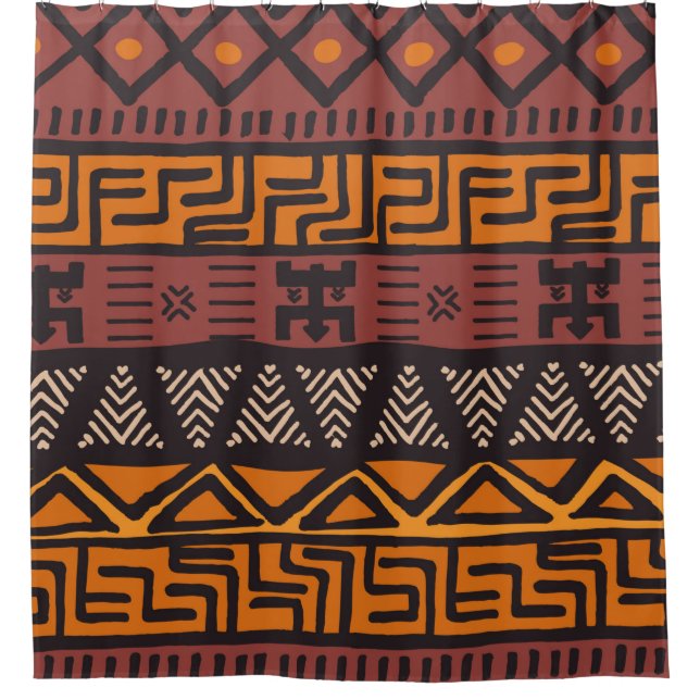 Tribal ethnic colorful bohemian pattern with geome shower curtain (Front)