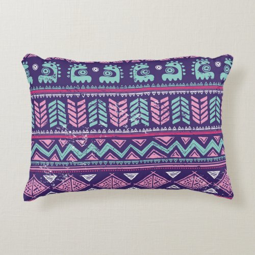 Tribal Ethnic Colorful Seamless Pattern Accent Pillow