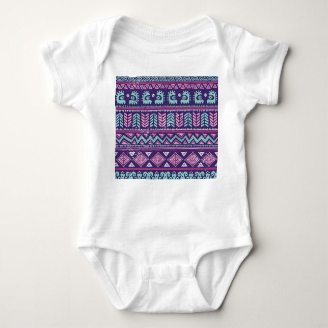 Tribal Ethnic: Colorful Seamless Pattern. Baby Bodysuit (Front)
