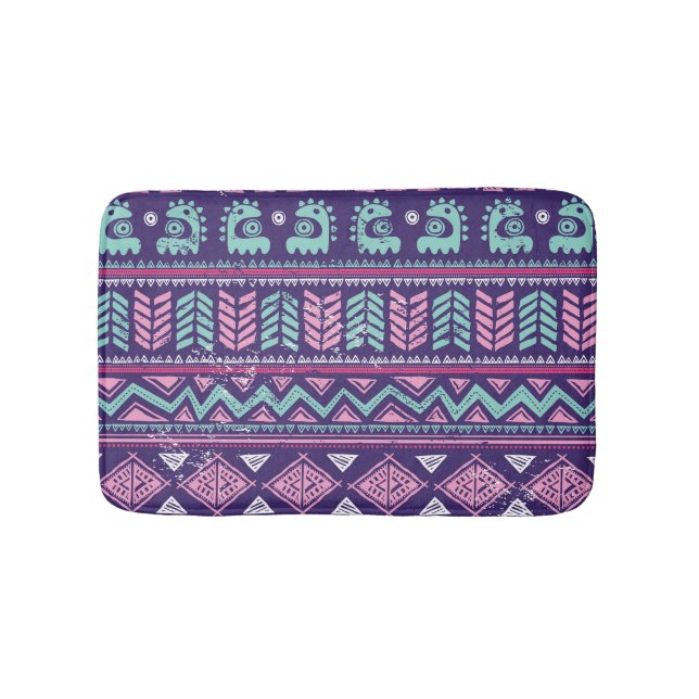 Tribal Ethnic: Colorful Seamless Pattern. Bath Mat (Front)