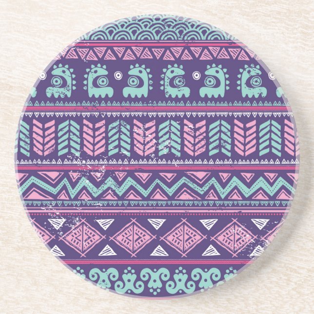 Tribal Ethnic: Colorful Seamless Pattern. Coaster (Front)