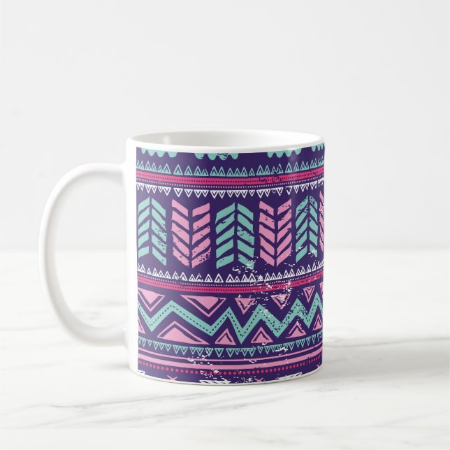 Tribal Ethnic: Colorful Seamless Pattern. Coffee Mug (Left)