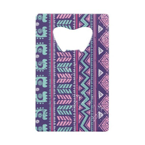 Tribal Ethnic Colorful Seamless Pattern Credit Card Bottle Opener