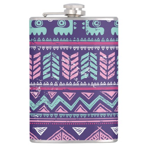 Tribal Ethnic Colorful Seamless Pattern Flask