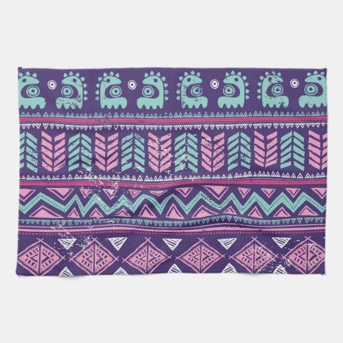 Tribal Ethnic Colorful Seamless Pattern Kitchen Towel