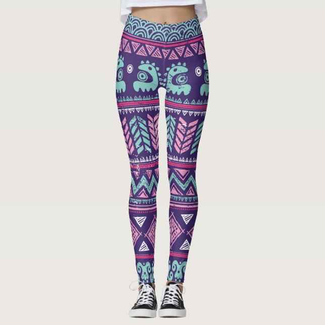 Tribal Ethnic: Colorful Seamless Pattern. Leggings (Front)