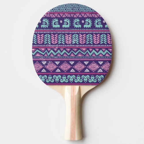 Tribal Ethnic Colorful Seamless Pattern Ping Pong Paddle