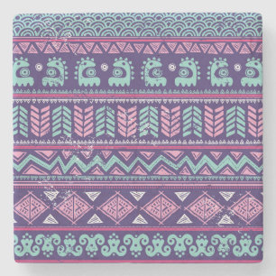 Tribal Ethnic: Colorful Seamless Pattern. Stone Coaster