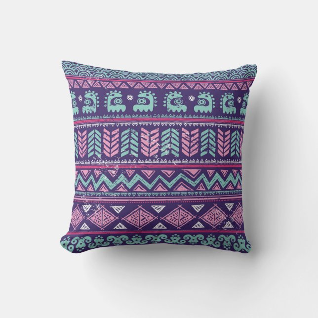 Tribal Ethnic: Colorful Seamless Pattern. Throw Pillow (Front)