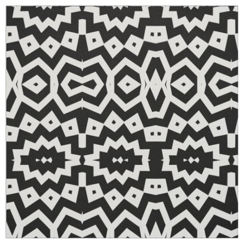 Tribal Ethnic Cool Black and White Geometric Fabric