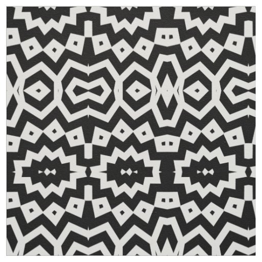 Tribal Ethnic Cool Black and White Geometric Fabric