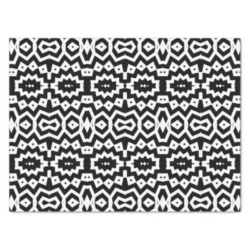 Tribal Ethnic Cool Black and White Geometric Tissue Paper