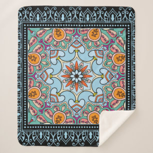 Tribal ethnic mandala seamless pattern sherpa blanket