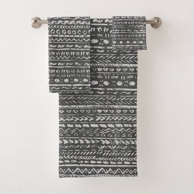 Tribal Ethnic Mud Cloth Pattern Gray White (Insitu)