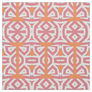 Tribal Ethnic Orange Pink Geometric Pattern Fabric