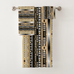 Tribal , ethnic, ornament bath towel set