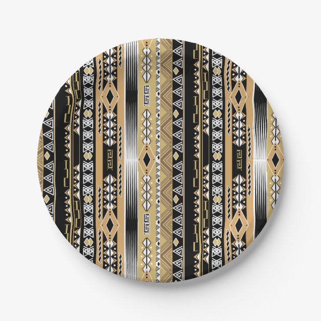 Tribal , ethnic, ornament bath towel set paper plates (Front)