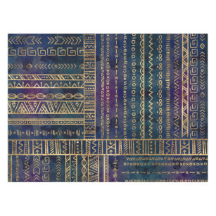 Tribal Ethnic pattern gold on painted texture Tablecloth