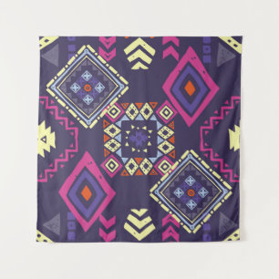 Tribal ethnic, primitive geometric background. tapestry