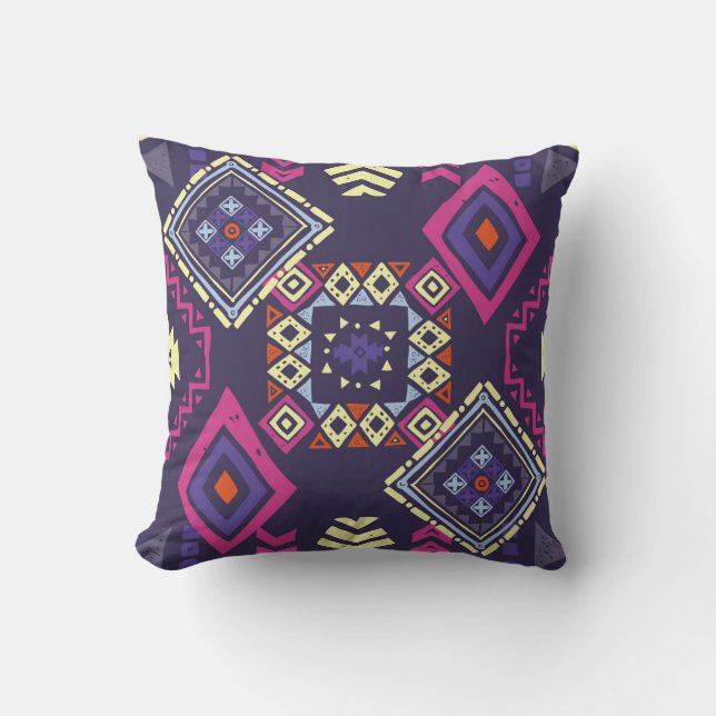 Tribal ethnic, primitive geometric background. throw pillow (Front)