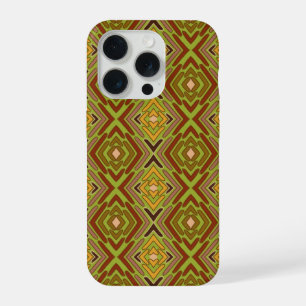 Tribal Ethnic Red Green Gold Pattern iPhone 15 Pro Case