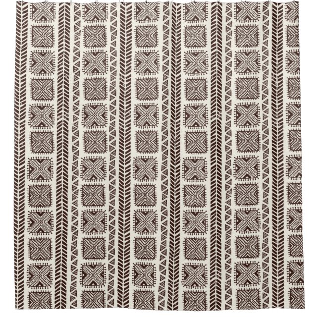 Tribal ethnic seamless hand drawn illustration shower curtain (Front)
