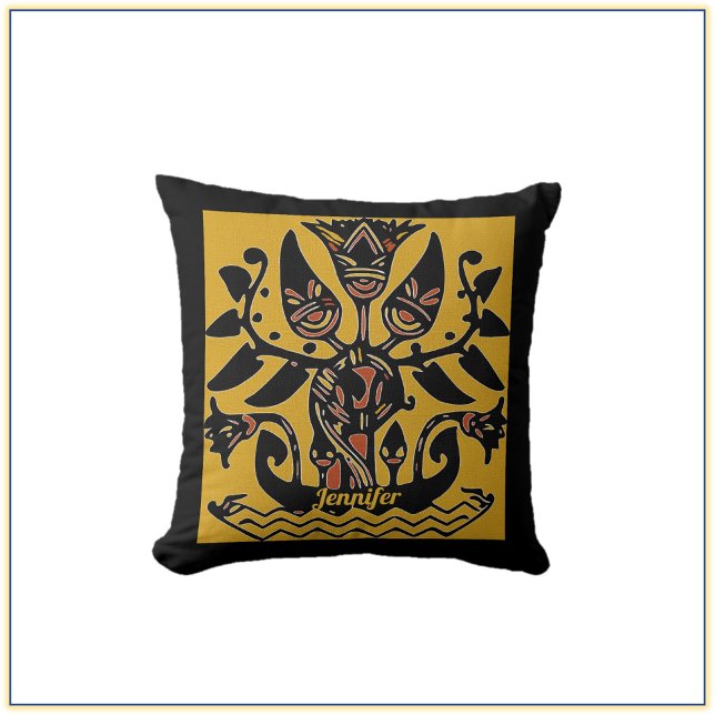 Tribal Ethnic Tattoo Pattern Throw Pillow (Creator Uploaded)