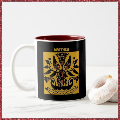 Tribal Ethnic Tattoo Pattern  Two_Tone Coffee Mug