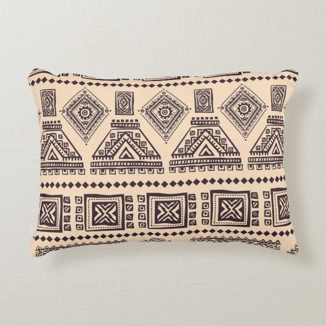 Tribal, ethnic, vintage business pattern accent pillow (Front)