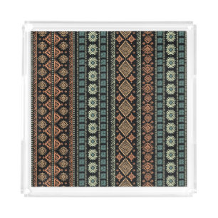 Tribal Ethnic Vintage Business Pattern Acrylic Tray